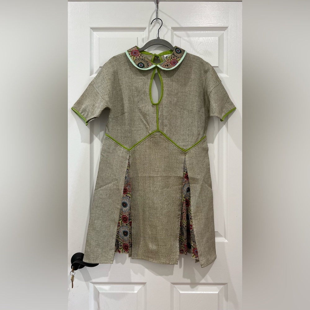 Nuvula Dress Sz L Artistic Collar Keyhole Mod Boho Retro